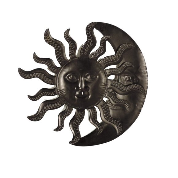 Celestial Sun and Moon Metal Hanging Wall Art - Picture 3 of 3